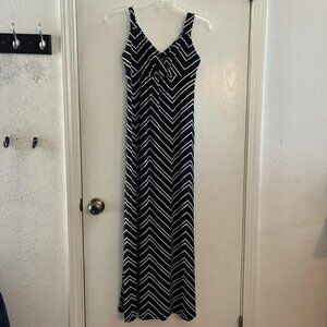 Metaphor Black White Chevron Maxi Dress XS